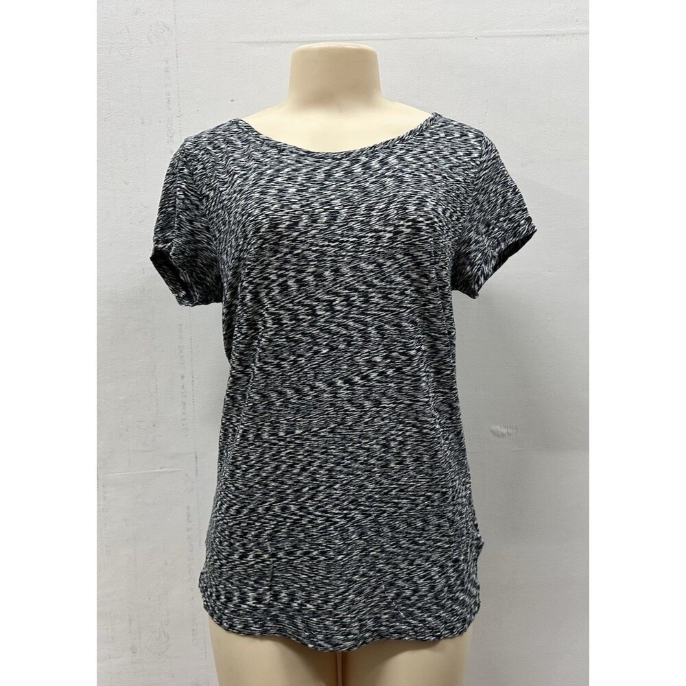 J Crew women size Medium cotton T Shirt  abstract blurry black & white  print